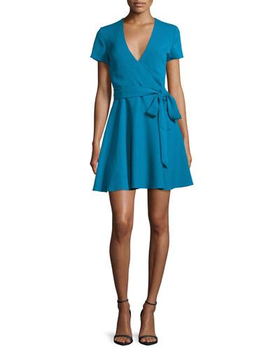 Adrianna Short-sleeve Mock-wrap Dress