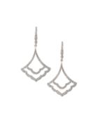18k White Gold Open Diamond Pave Drop Earrings