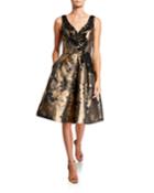 V-neck Sleeveless Cocktail Dress With Appliques