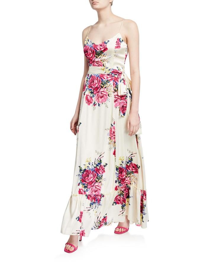 Vintage Garden Bouquet Sleeveless Ruffle-hem