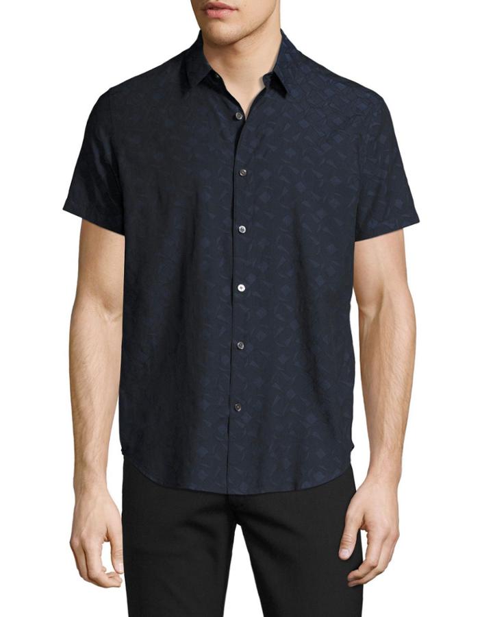 Zack S. Geo-jacquard Short-sleeve