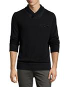 Pique Shawl-collar Pullover, Black