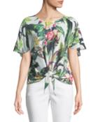Tie-front Tropic-floral Tee