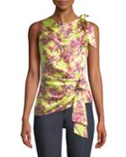 Nanon Gathered Floral Sleeveless
