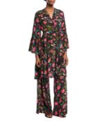 Caroline Kimono Floral-print Robe-style Dress