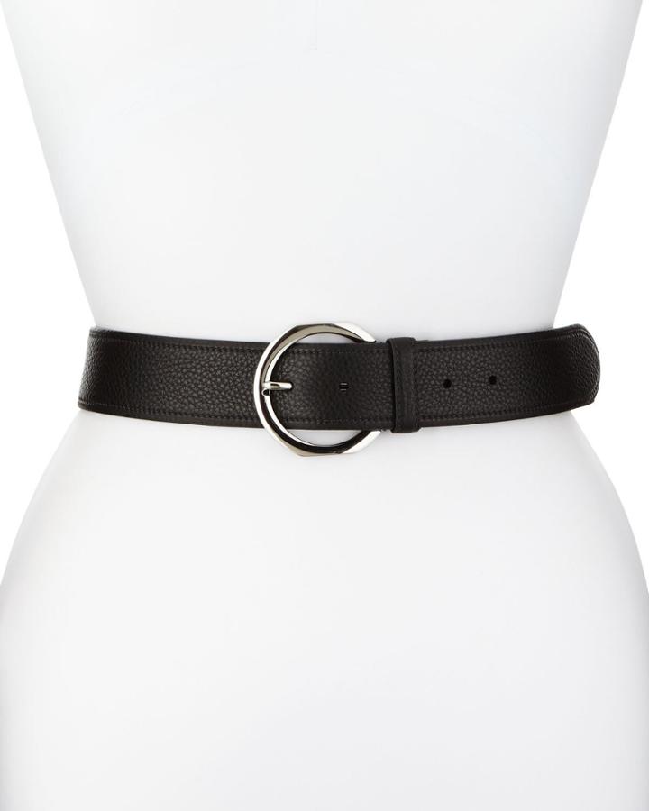 Daino Tumbled Leather Belt W/ Round Buckle