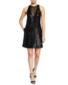 Sleeveless Micro-paillettes Shift Dress W/ Pockets
