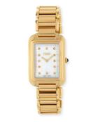 Classico Large Rectangle Watch W/ Diamonds, White/gold