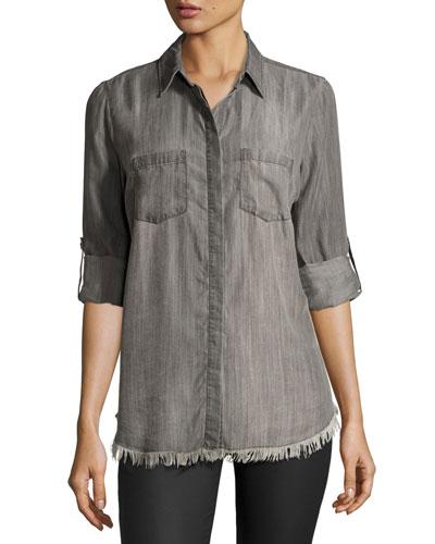 Nadia Fringe-hem Blouse, Gray
