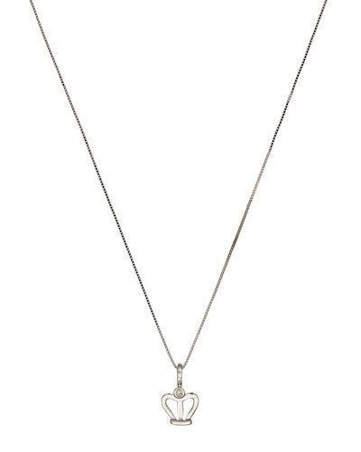 18k White Gold Special Moments Queen's Crown Pendant Necklace W/ Diamond