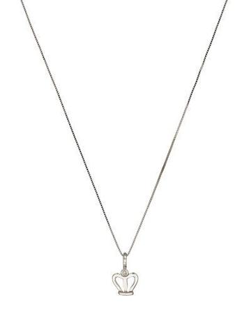 18k White Gold Special Moments Queen's Crown Pendant Necklace W/ Diamond