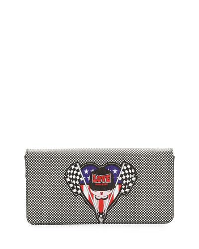 Racing Flags Faux-leather Wallet-on-a-chain, Black