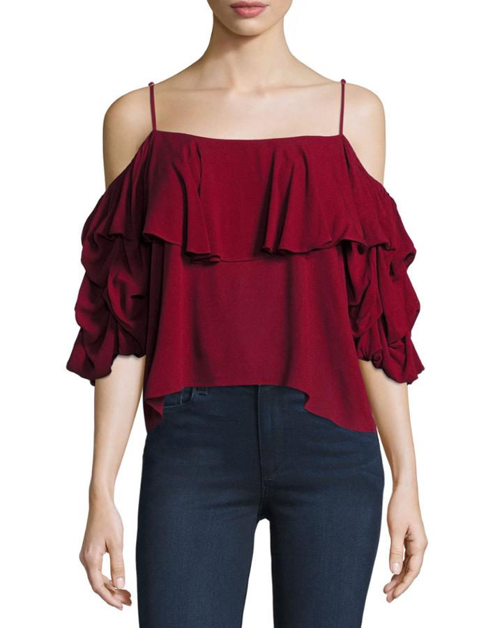 Simone Cold-shoulder Ruffle Top