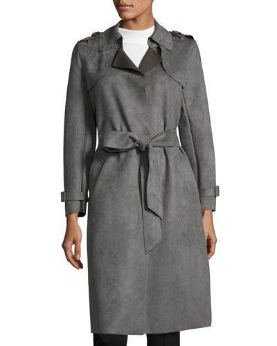 Ultra Faux-suede Long Jacket, Gray