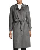 Ultra Faux-suede Long Jacket, Gray