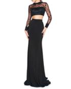 Long-sleeve Two-piece Star-lace Illusion Gown