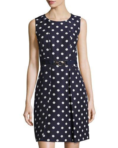 Textured-knit Jacquard Sheath Dress, Blue/white