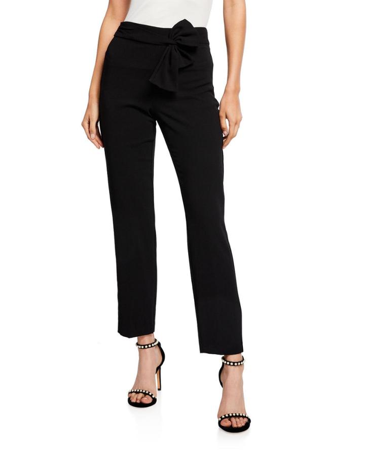 Moss Crepe Straight-leg Bow Pants