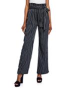 Piper Striped Wide-leg Snap Cuff Pants