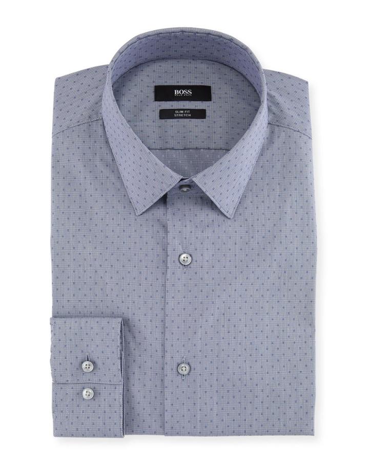 Men's Slim Fit Stretch Dot Cotton-blend Dress