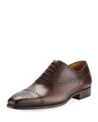 Leather Brogue Wing-tip Oxford,