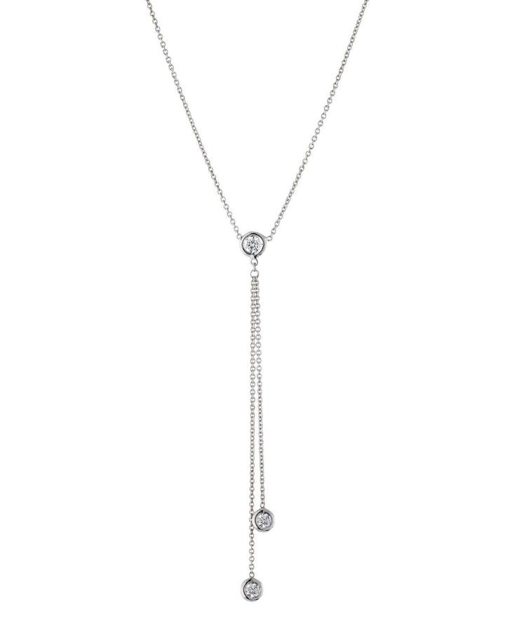 18k White Gold Diamond Lariat Necklace