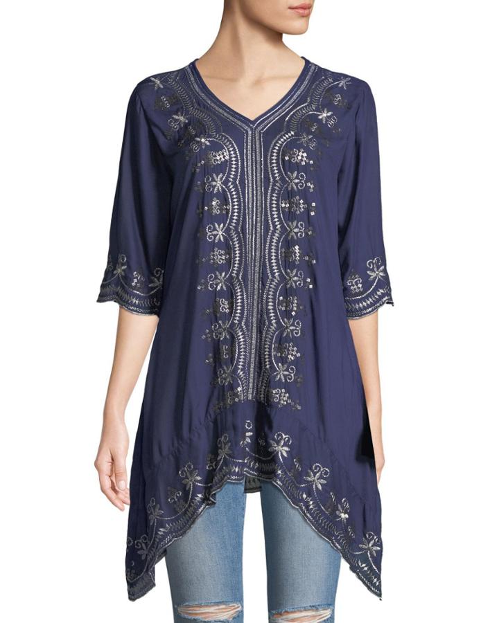 Embroidered Sharkbite Tunic
