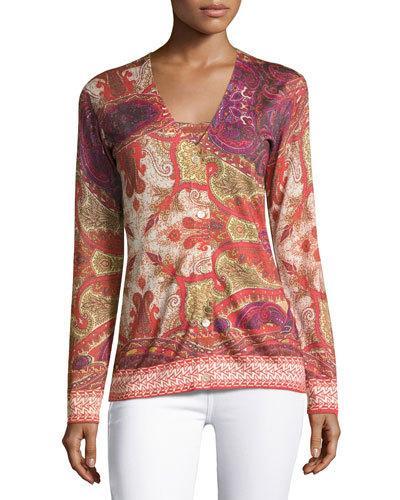 Superfine Medallion V-neck Cardigan
