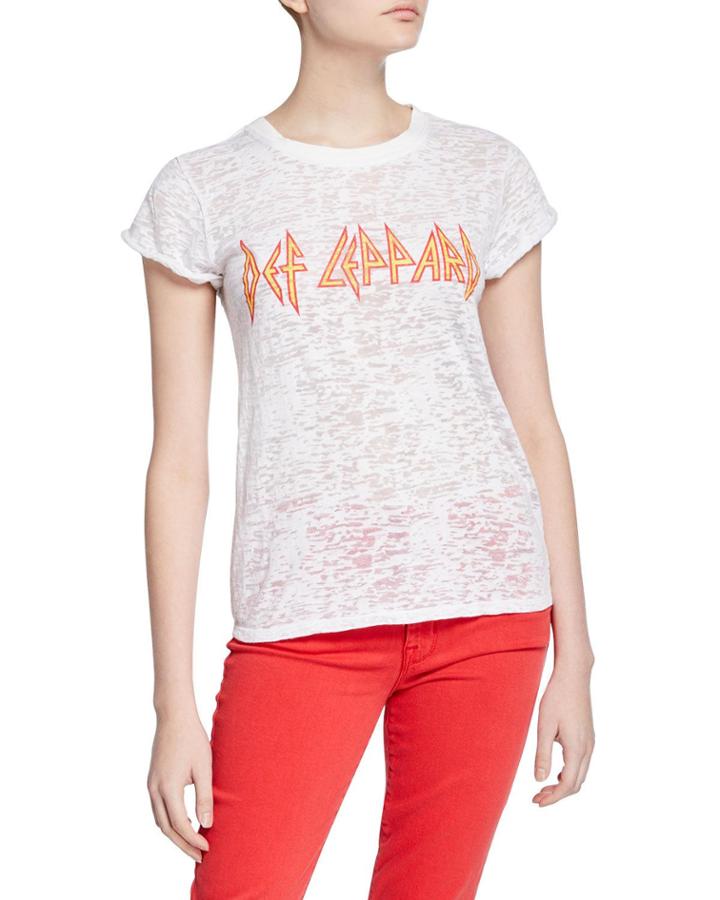 Def Leppard Crewneck Short-sleeve Logo Burnout Tee