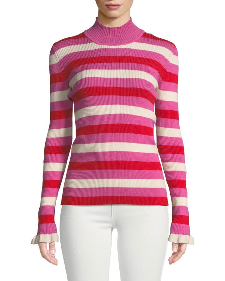 You Make Me Happy Striped Mock-neck