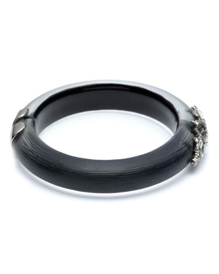 Crystal Baguette Cluster Hinge Bracelet, Black