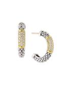 Diamond Caviar Bead Hoop Earrings