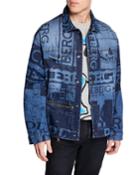 Men's Graphic Logo-print Denim Jacket