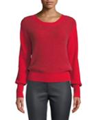 Crewneck Sequin Ribbed Wool-cashmere Pullover