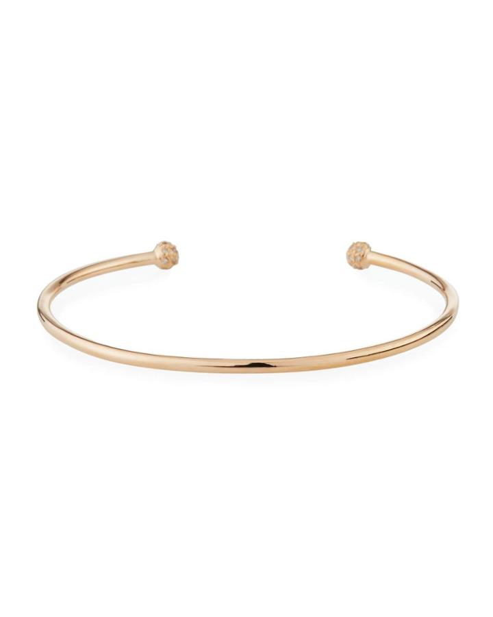 14k Rose Gold Diamond End-cap Cuff Bangle