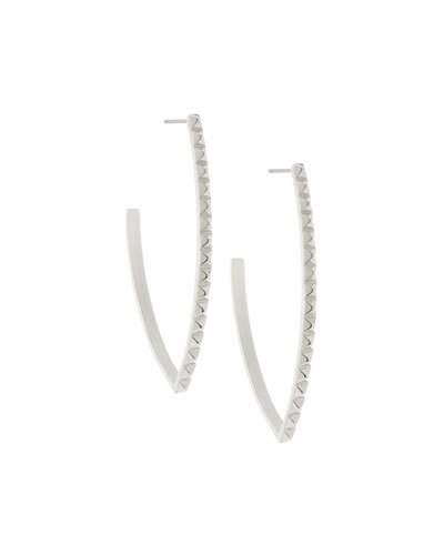 Rhodium-tone Studded V Hoop Earrings
