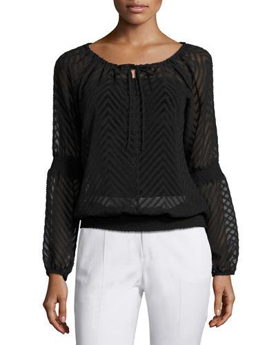 Smocked-trim Peasant Top