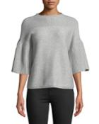 Cashmere 3/4-bell Sleeve Mixed-stitch