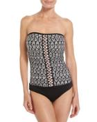 Bandeau One-piece Swimsuit, Black Pattern