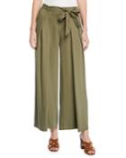 Heavy Tencel&reg; Twill Wide-leg Pants W/ Tie-waist