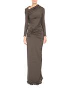 Jersey Jacquard Long-sleeve Gown