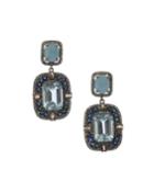 Silver Drop Earrings With Champagne Diamonds & Blue