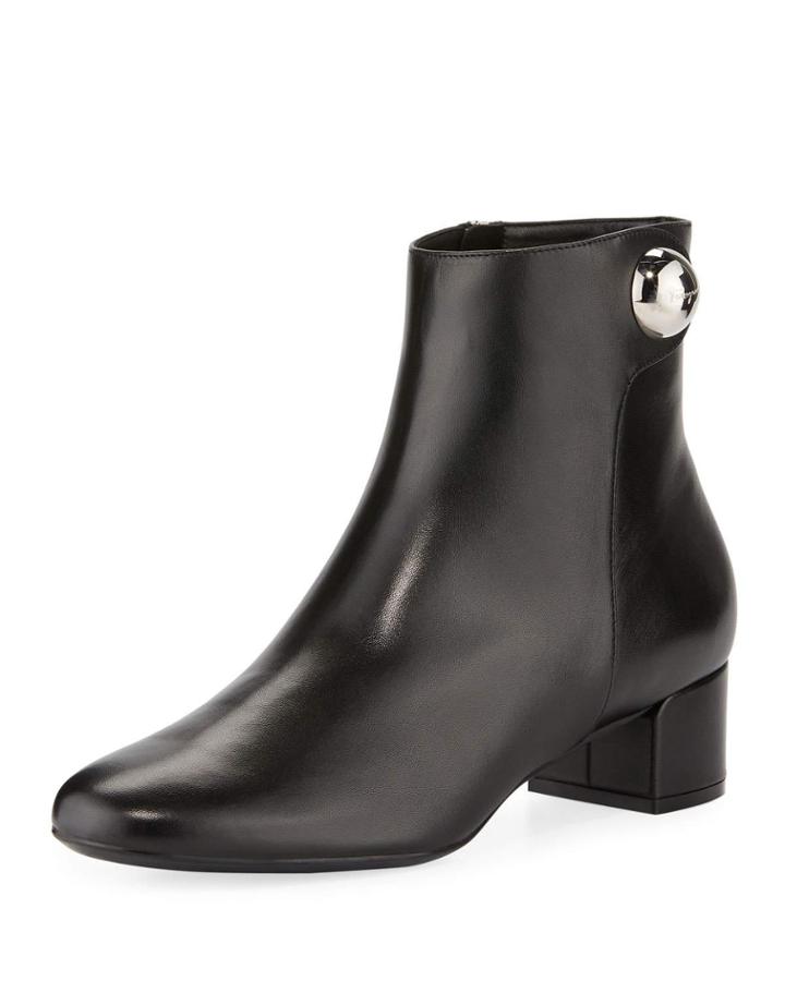 Low-heel Booties With Button Detail