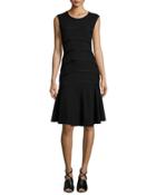Sleeveless Boucle Seam Dress, Black