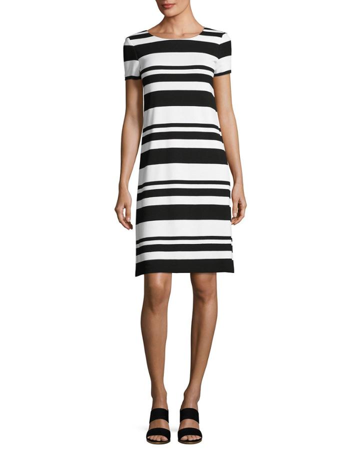 Short-sleeve T-shirt Striped Dress, Black/multi