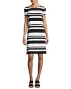 Short-sleeve T-shirt Striped Dress, Black/multi
