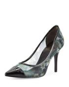 Alec Floral-mesh & Patent Pump, Black