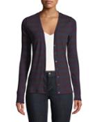 Striped V-neck Fitted Cardigan