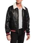 Men's Faux-leather Bomber Jacket