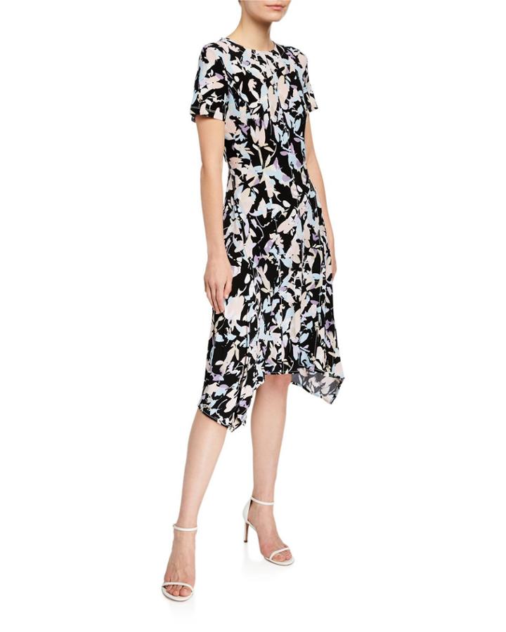 Printed Short Sleeve Trapeze Dress